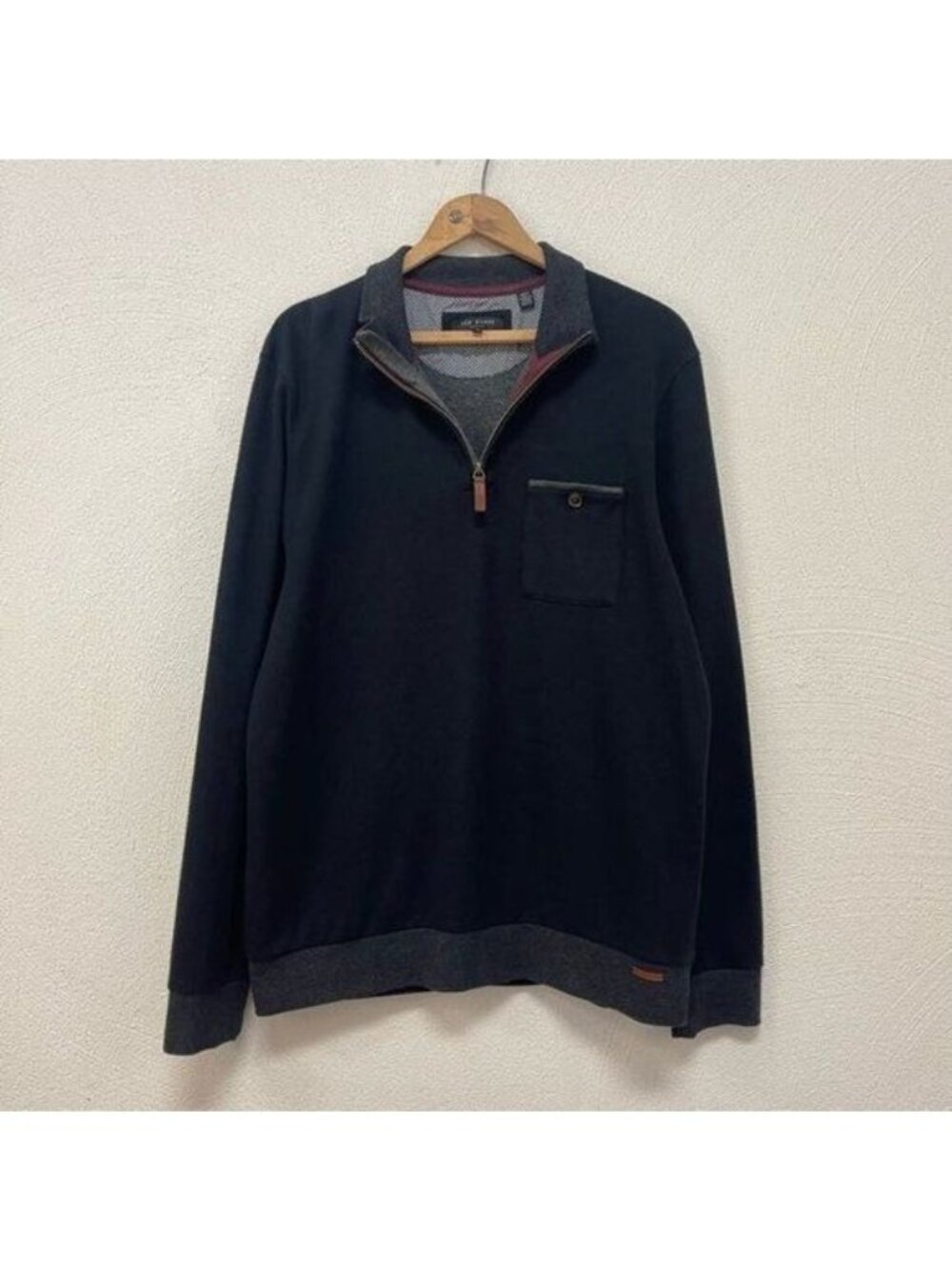 Ted Baker Men's Black Sweatshirt Quarter Zip Pocket Pullover Funnel Neck Sz L